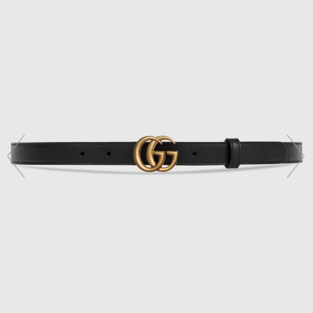 Gucci Double G Black Leather Belt Size 95mm